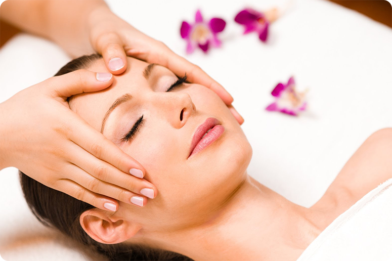 Woman enjoying a facial treatment